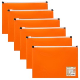 eco-eco A5 50% Recycled Orange Zip Expanding File Folder - Pack of 6 - eco106x6 Orange