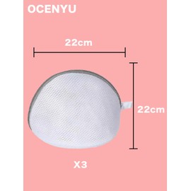 OCENYU Bra, Laundry Net, 3 Pieces, 8.7 x 8.7 inches (22 x 22 cm), Bra Net, Honeycomb Structure, Mesh, Durable, Suitable for Coats, Sweaters, T-shirts, Bra, etc. Prevents Deformation, White