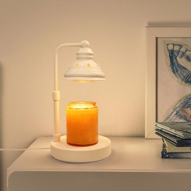 PANSDORE Candle Warmer, Candle Warmer Lamp with Timer,Height Adjustable Candle Warmer Lights,Gift for Mother, Bedroom Bathroom Home Decor, Scented Candle Heating Lamp (White, No USB)