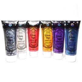 Romantic Beauty 6 Set of Glitter Gel Glow Up! for Face & Body Sparkle Dazzle Professional Makeup + Free Zipper Bag
