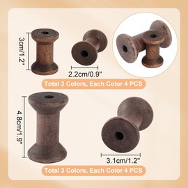 PH PandaHall 24pcs 3 Colors Wooden Spools, 1.8 1.1 inch Unfinished Wood Thread Spools Craft Spools Natural Wooden Wire Weaving Bobbins for Crafts Sewing Thread Twine Textile Wire DIY Art