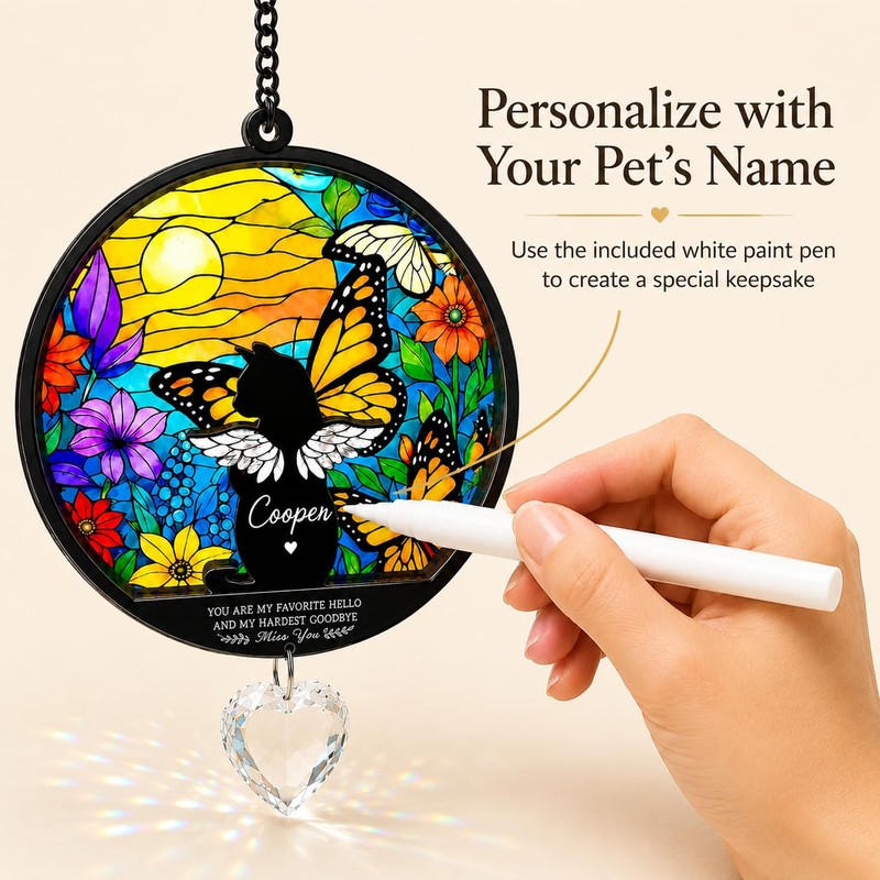 Cat Memorial Gift for Loss of Cat,Memorial Window Hanging