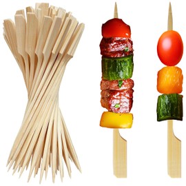XMZY 4.7 Inch Flat Toothpicks Wood Skewers for Appetizers 200 PCS Mini Skewers for Finger Food Picks, Bamboo Sticks for Fruit (4.7 Inch)
