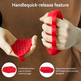 Anti-Slip Workout Grips: New Rubber Gym Grips Deadlifts Palm Protection Gloves for Weight Lifting, Dumbbell, Deadlift, Bar Pad Pull Up Grippers, Gym Training and Exercise for Men Women (Red Pair)