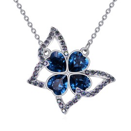 YAFEINI Butterfly Necklace Sterling Silver Clover Pendant Animal Necklace Butterfly Jewellery Gift Women, Sterling Silver, No