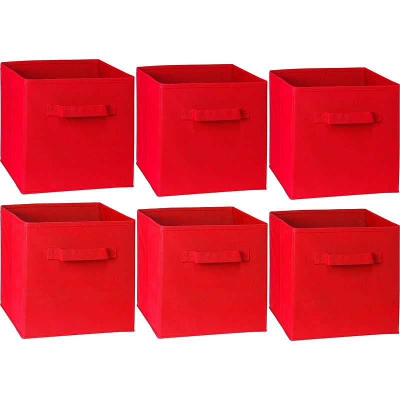 Simple Houseware Foldable Cube Storage Bins, 11-Inch Red, 6-Pack Fabric