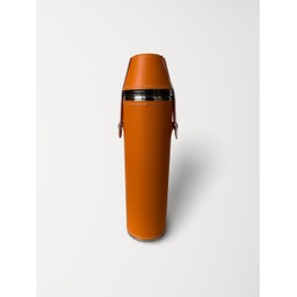 Birdie Bottle 12oz Orange Flask with 4 Shot Glasses in Cap – Stainless Steel with Waterproof Leather Case, Leakproof, Reusable, Great Gift