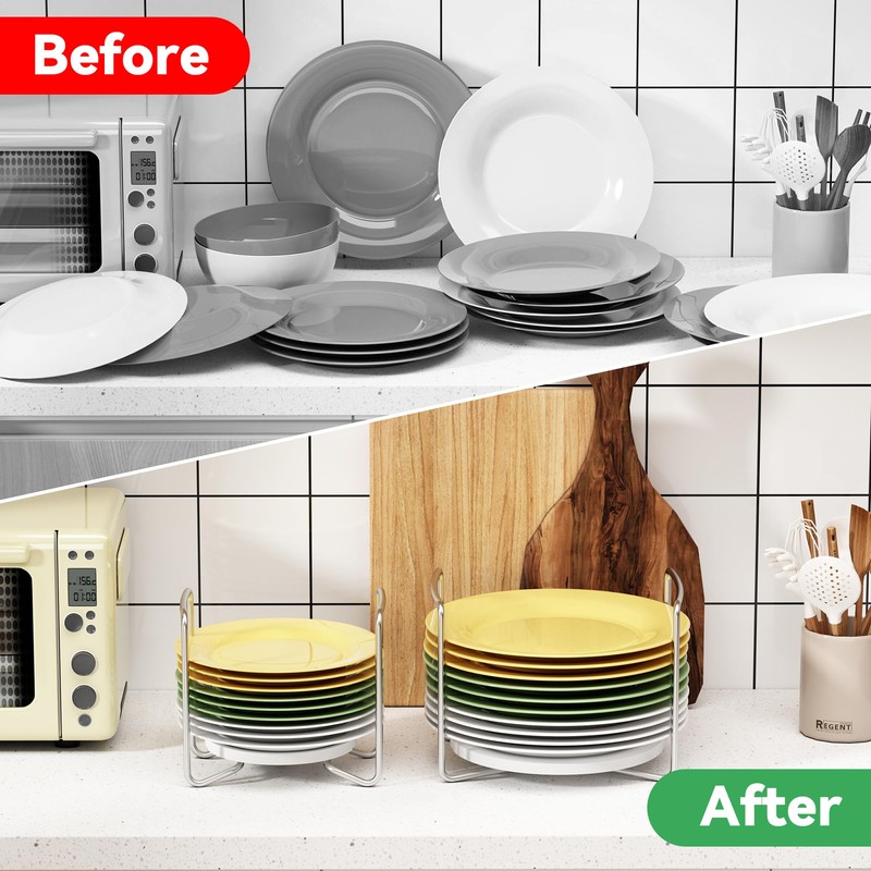 Piconico Plate Holder for Kitchen Drawer - 2Pcs White Bamboo