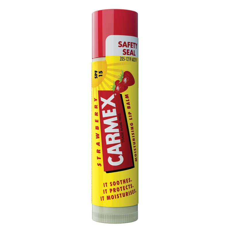 CARMEX Strawberry SPF15 Lip Balm Stick, (4.25g) Softens and Hydrates
