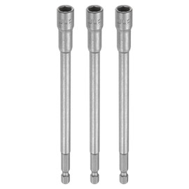 sourcing map 3pcs Nut Driver Drill Bit 8mm Metric Impact Socket 1/4" Hex Shank 6" (150mm) Extra Long Magnetic 6-Point Sockets Quick-Change CR-V Steel Bolt Setter for Power Drill Drivers