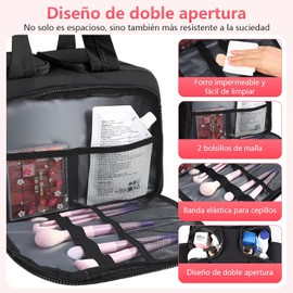 Neceser De Viaje Mujer, Bolsa De Cosméticos Ligera De Gran Capacidad, Organizador De Maquillaje Impermeable Con Compartimentos Separados, Con Asa Para Artículos Personales, Viajes, Gimnasio Y Camping
