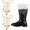 Suncalla 2 Pcs Christmas Santa Claus Boots Brass Bells