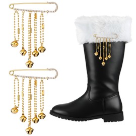Suncalla 2 Pcs Christmas Santa Claus Boots Brass Bells