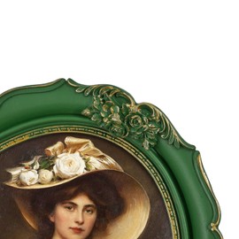 SIMON'S SHOP 8x10 Picture Frame for Wall Oval Frames Photo Frame 10x8 in Green with Gold Trim, Wedding Gifts Home Decor