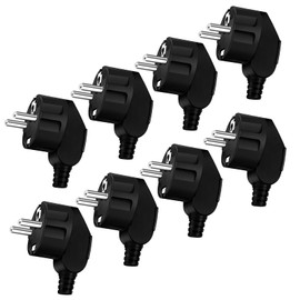 Schuko Plug 250 V/16 A Euro Plug Power Plug Angle Plug Power Plug Protective Contact Plug for 8-10 mm Cable for Household Appliances Small Appliances Pack of 8