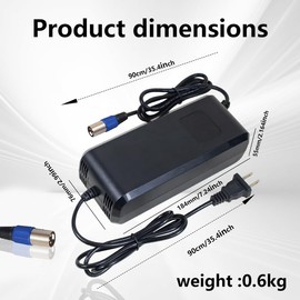 29.4V 5A Smart Charger for 7S 24V Li-ion Packs, 3-Pin Male XLR Connector, HD LED Screen Display Real-time Charging Voltage, Multiple Safety Protections and Intelligent 3-Stage Charging