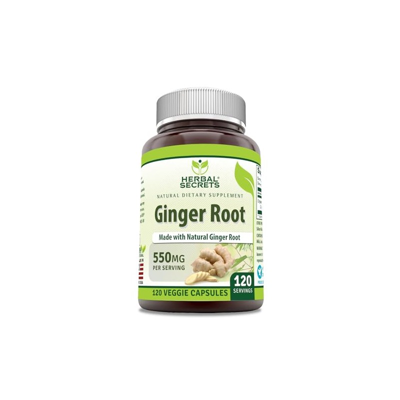 Herbal Secrets Ginger Root Supplement | 550 Mg Per Serving