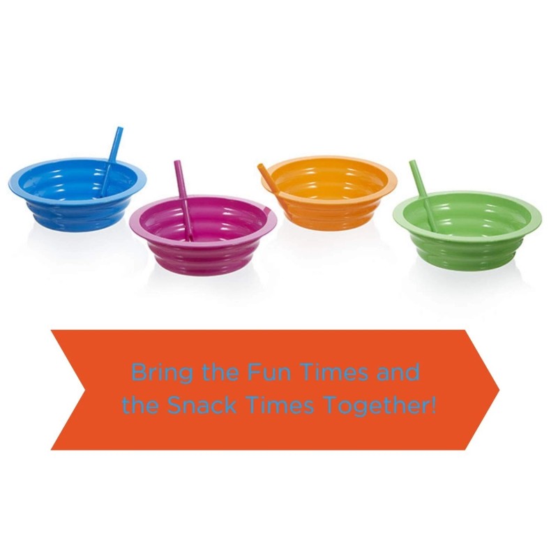 Arrow Sip-A-Bowl With Built In Straw, 22 Oz, Blue, Pink,