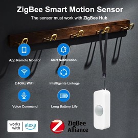 ZigBee Motion Sensor, Intelligent Motion Sensor for Home Security, Wireless Motion Sensor. ZigBee Hub Required. Pack of 2