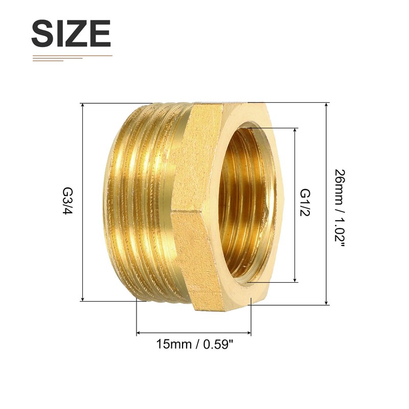 DTGN G3/4 Male x G1/2 Female Brass Pipe Fitting -