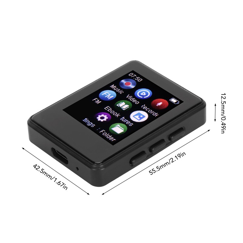 MP3 Player Bluetooth 5.0 1.77inch Full Touch Screen HiFi Stereo