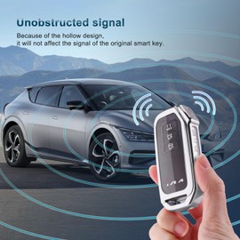 BIXUAN EV6 Car Key Case Cover Compatible with Kia EV6 7 Buttons TPU Key Ring Accessories Original Silver