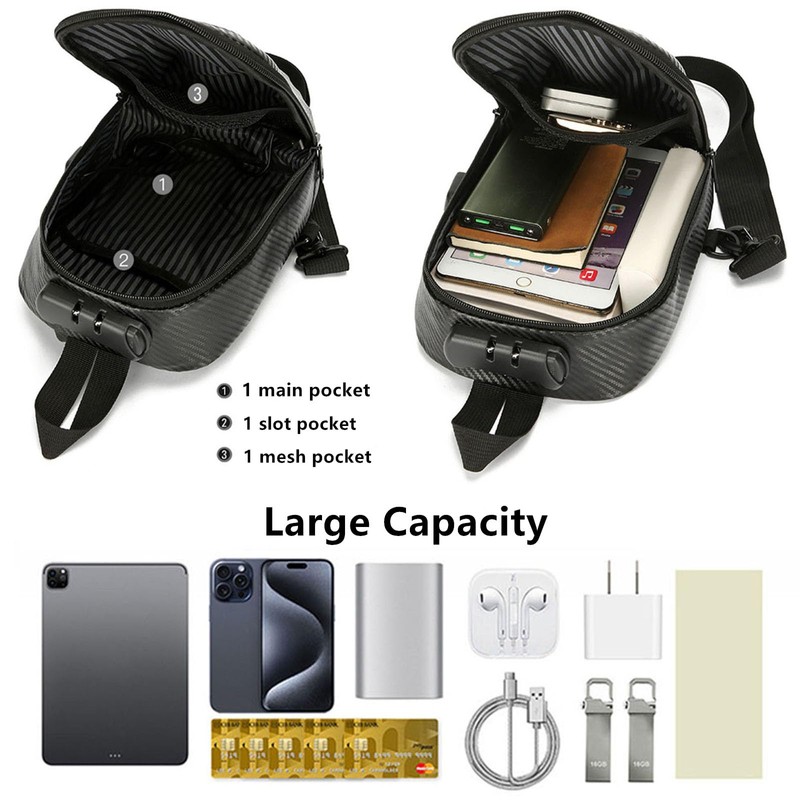 O-TBOST EVA Hard Shell Crossbody Sling Backpack for Men Anti-Theft