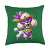 Mardi Gras Poodle Dog Throw Pillow