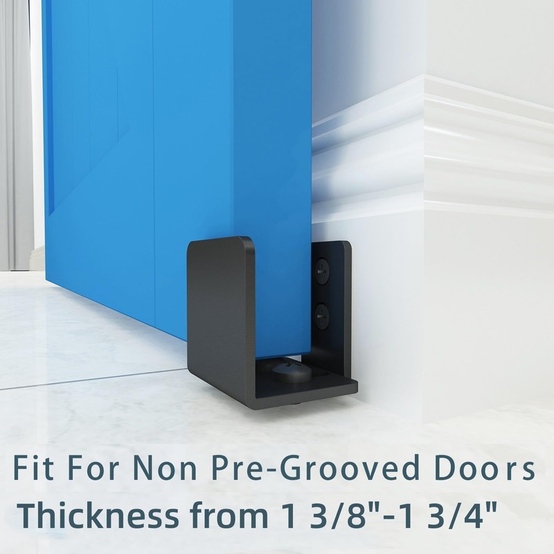 JUBEST Matte Black Floor Guide Wall Mount Sliding Barn Door