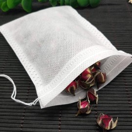 100 Pcs Disposable Tea Filter Bags Empty Cotton Drawstring Seal Filter Tea Bags for Loose Leaf 5cm Tea Strainers and Filters Tea Accessories