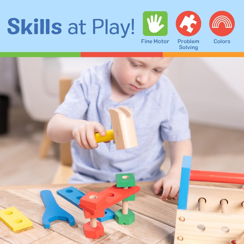 Melissa & Doug Take-Along Tool Kit Wooden Construction Toy (24