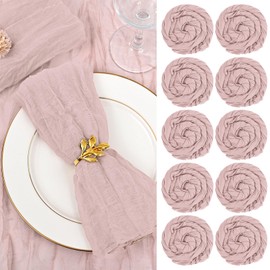 100 Pack Gauze Cheesecloth Napkins Wrinkled Table Napkins Soft Cotton Cloth Napkins Rustic Decorative Napkins for Weddings Party Dinner Table Everyday Use, 20 x 20 Inch (Dusty Pink)