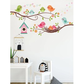 Vinilo para pared vinilos decorativos pared niños Vinil decorativo recamara vinilos decorativos pared niño pegatinas decorativas pared niño Nido de pajaritos colorido para niño 111cm x 60cm