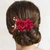 BETITETO Bridal Rose Flower Headpiece Boho Handmade Pearl Crystal Gold