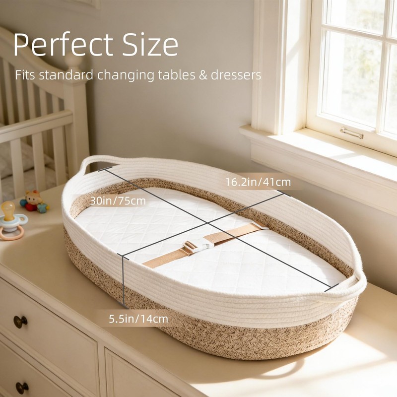 JVEOO Baby Changing Basket with Diaper Changing Pad Breathable Waterproof
