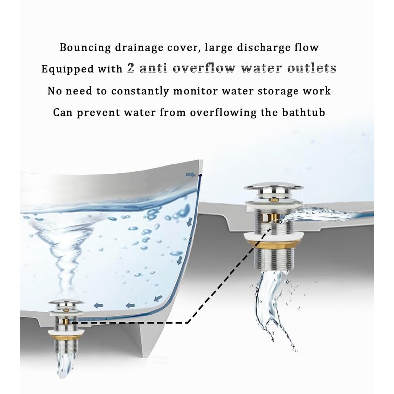 Brass Freestanding Tub Drain, Pop Up Freestanding Tub Drain Plug,