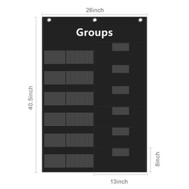 ANSTROUT Small Group Management Pocket Chart with 96 Cards Classroom Jobs Chart Small Group Organizer and on Task for School Teacher Elementary Preschool Learning Supplies (Black)