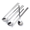 YAPULLYA Polished Stainless Steel Spoons and Chopsticks Set, Korean Chopsticks