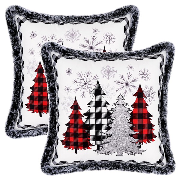 FRAMICS Christmas Pillow Covers, Snowflake Christmas Tree Throw Pillow Covers