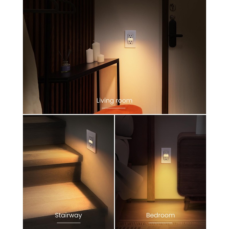 SURAIELEC 15AMP Outlet with Nightlight, Dusk to Dawn Guide Light,