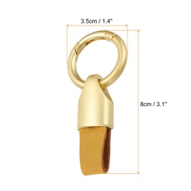 sourcing map 2pcs Car Key Chain Ring Clip 3.1" x 1.4" Small Leather Keychain Key Fob Key Fob Accessory with Keyrings for Home Car Keys, Champagne Gold Dark Yellow