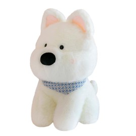 WUFUVAP Cute West Highland White Terrier Dog Stuffed Animals Soft West Highland Plush Scottish Terrier Westie Puppy Stuffed Dog Plushies Gifts for Kids (White)