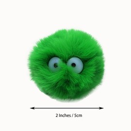 MIUPOO Colourful Pompoms Fur Pompom, Cartoon Eyes Elves Dust Pompom Balls Fluffy Plush Balls for DIY Crafts Women Girls Bag Shoe Hats Pendants Decoration, Pack of 20, 5 cm, Green