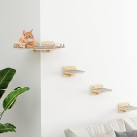 Megidok Modern Cat Wall Furniture - Cat Climbing Shelves with 3 Steps, Hammock & Perches - Up to 22Lbs