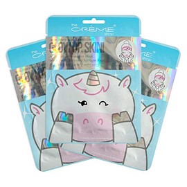 The Crème Shop | Korean Skin Care Glow Up, Skin! Animal Unicorn Face Sheet Mask 3 Pack - Infused with Shimmery Rainbow Pearl