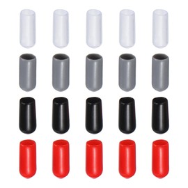 Rebower 100 Pack Screw Thread Protector Cover Rubber End Caps, [for Screw, Bolt, Rod End Cap] - 1/4 inch(6mm) inner dia/Black, Red, Grey, Clear