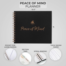 Clever Fox Peace of Mind Planner – Guided End of Life Organizer, Personal Record Book & Emergency File for Important Information (Black)
