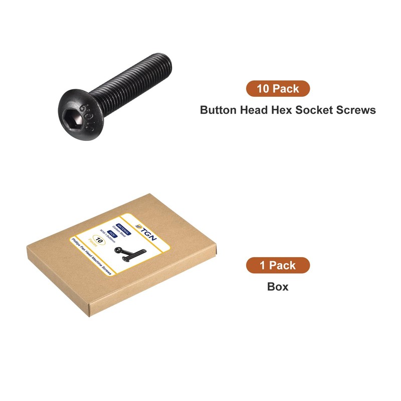 DTGN M10-1.5x50mm Button Head Socket Cap Screws - 10Pack -