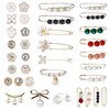 35 Pcs Pearl Brooch Pins, Sweater Shawl Clip Faux Pearl