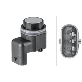 HELLA 6PX 358 141-841 Sensor, Parking Aid - 3-Pin - Pluggable - Can be Painted Over - with Mounting Ring